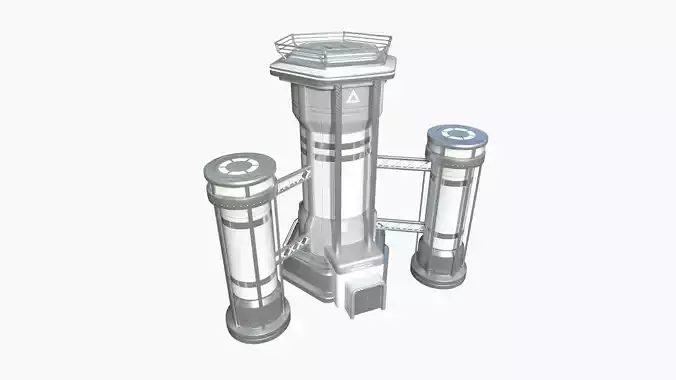 SciFi Facility A02 White Gray - Sci Fi Exterior Design Low-poly 3D model