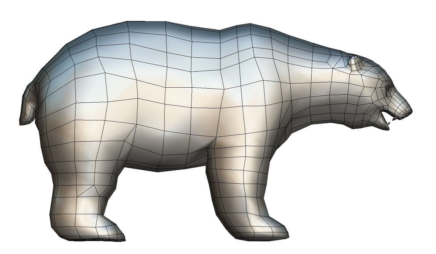 LowPoly Model White Polar Bear Low-poly 3D model_7