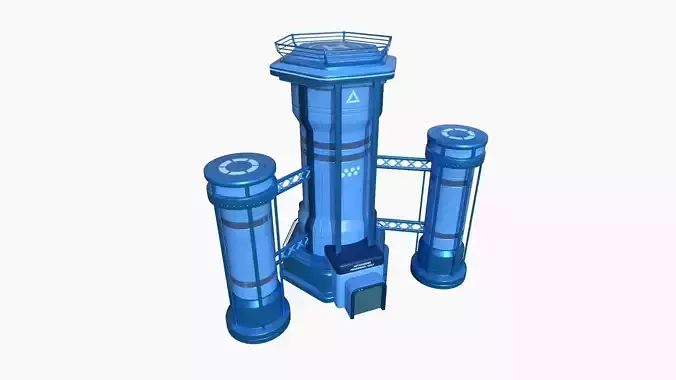 SciFi Facility A03 Blue - Sci Fi Exterior Design Low-poly 3D model