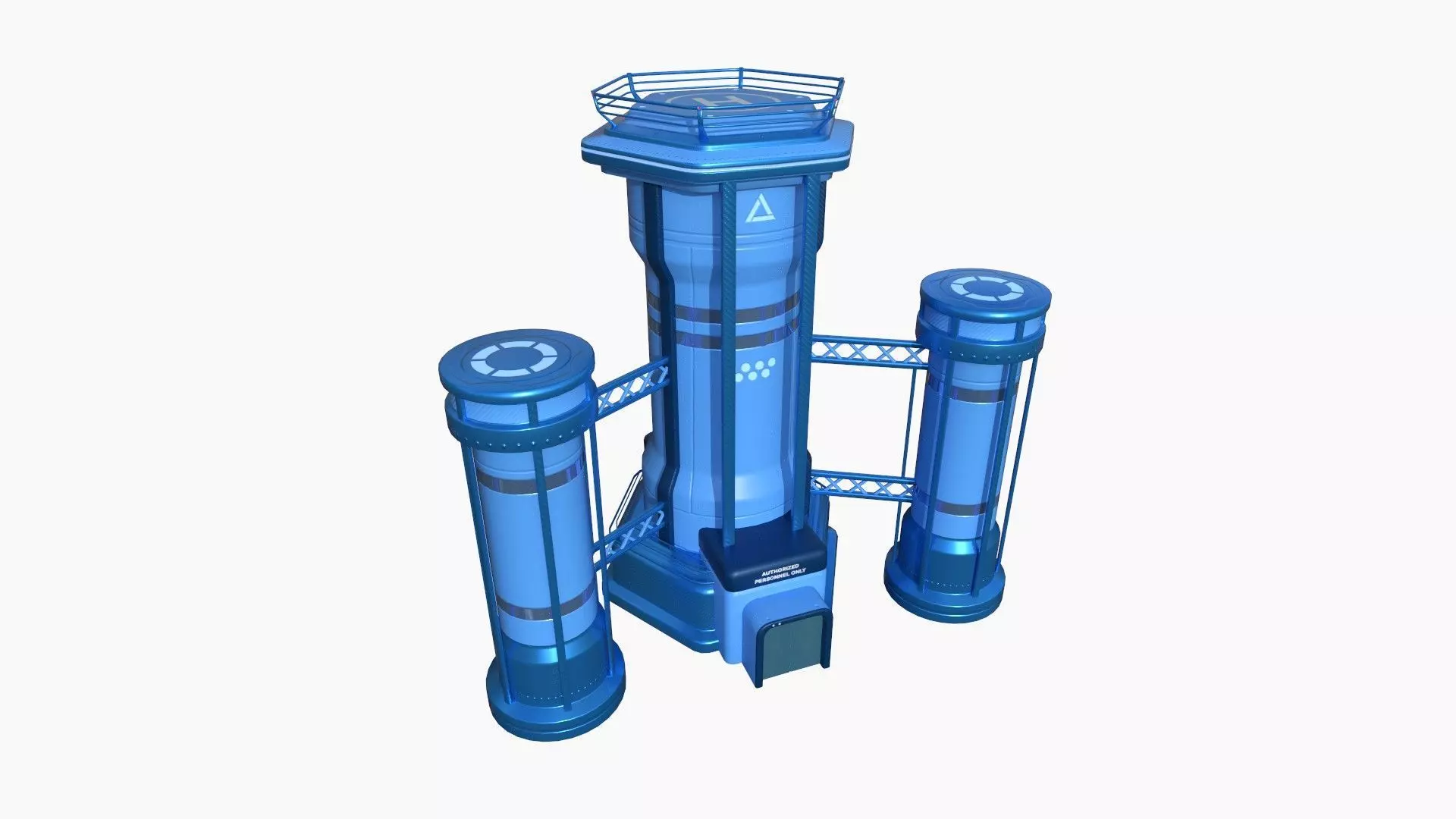 SciFi Facility A03 Blue - Sci Fi Exterior Design Low-poly 3D model_0