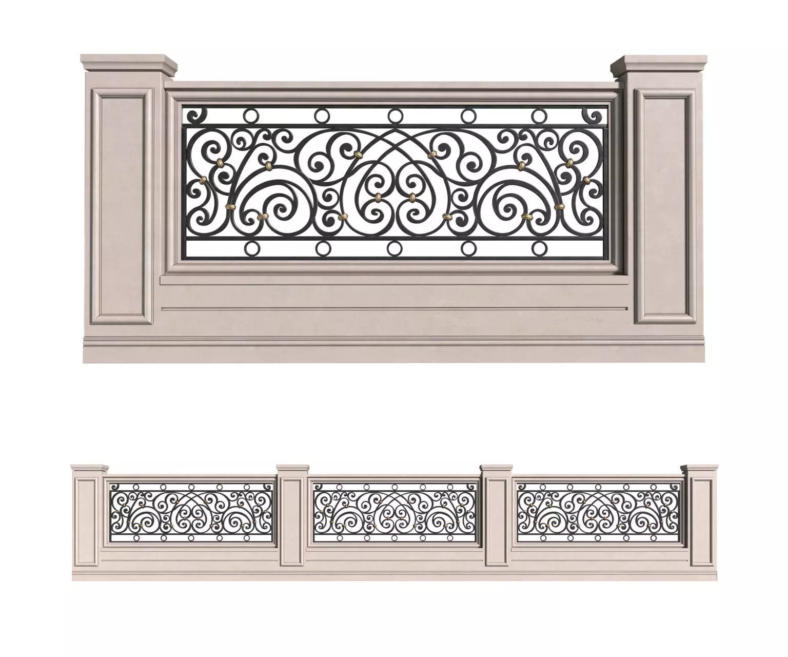 Fence in classic style 3D model_0