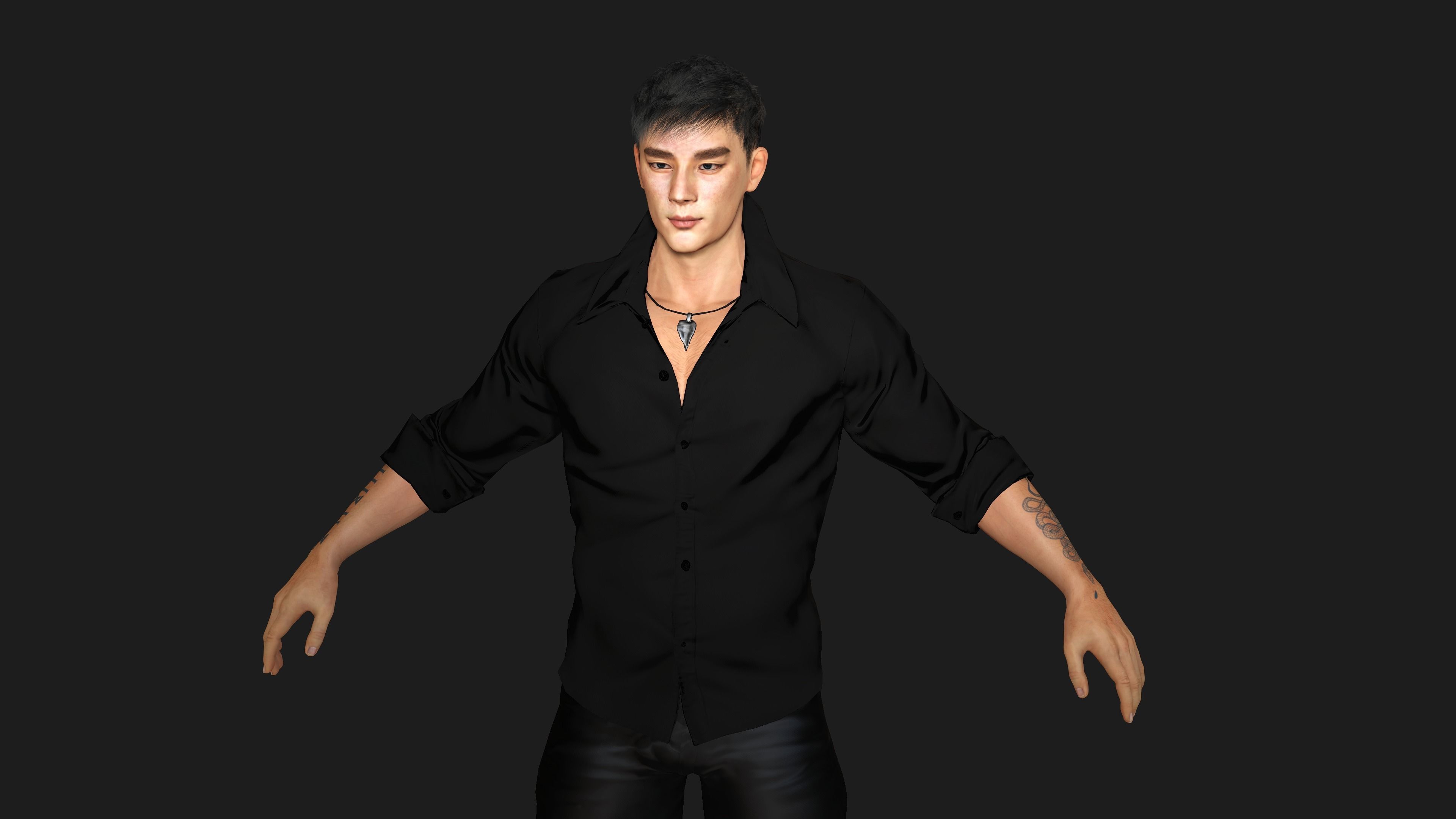 AAA 3D REALISTIC ASIAN MALE CHARACTER - BUSINESSMAN ASIAN Low-poly 3D model_3