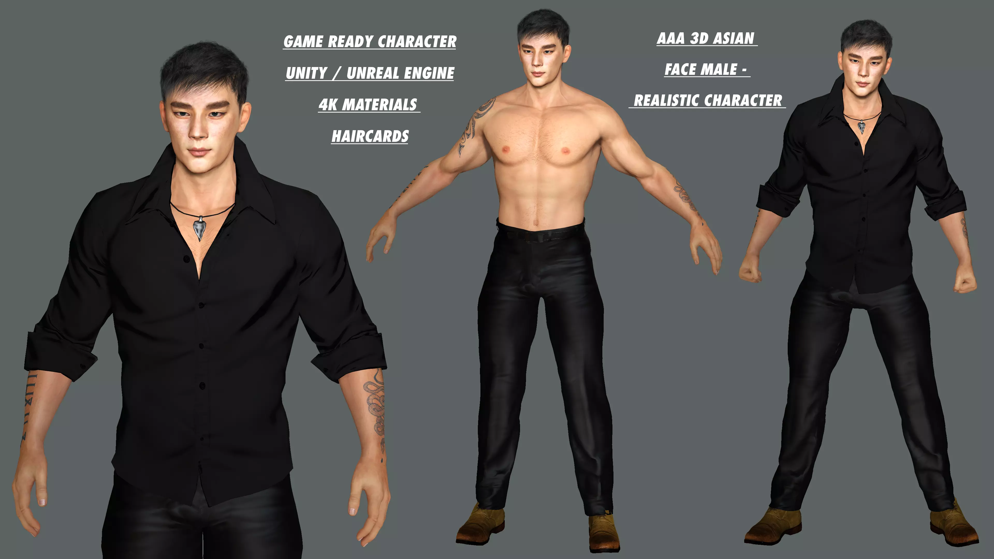 AAA 3D REALISTIC ASIAN MALE CHARACTER - BUSINESSMAN ASIAN Low-poly 3D model_0