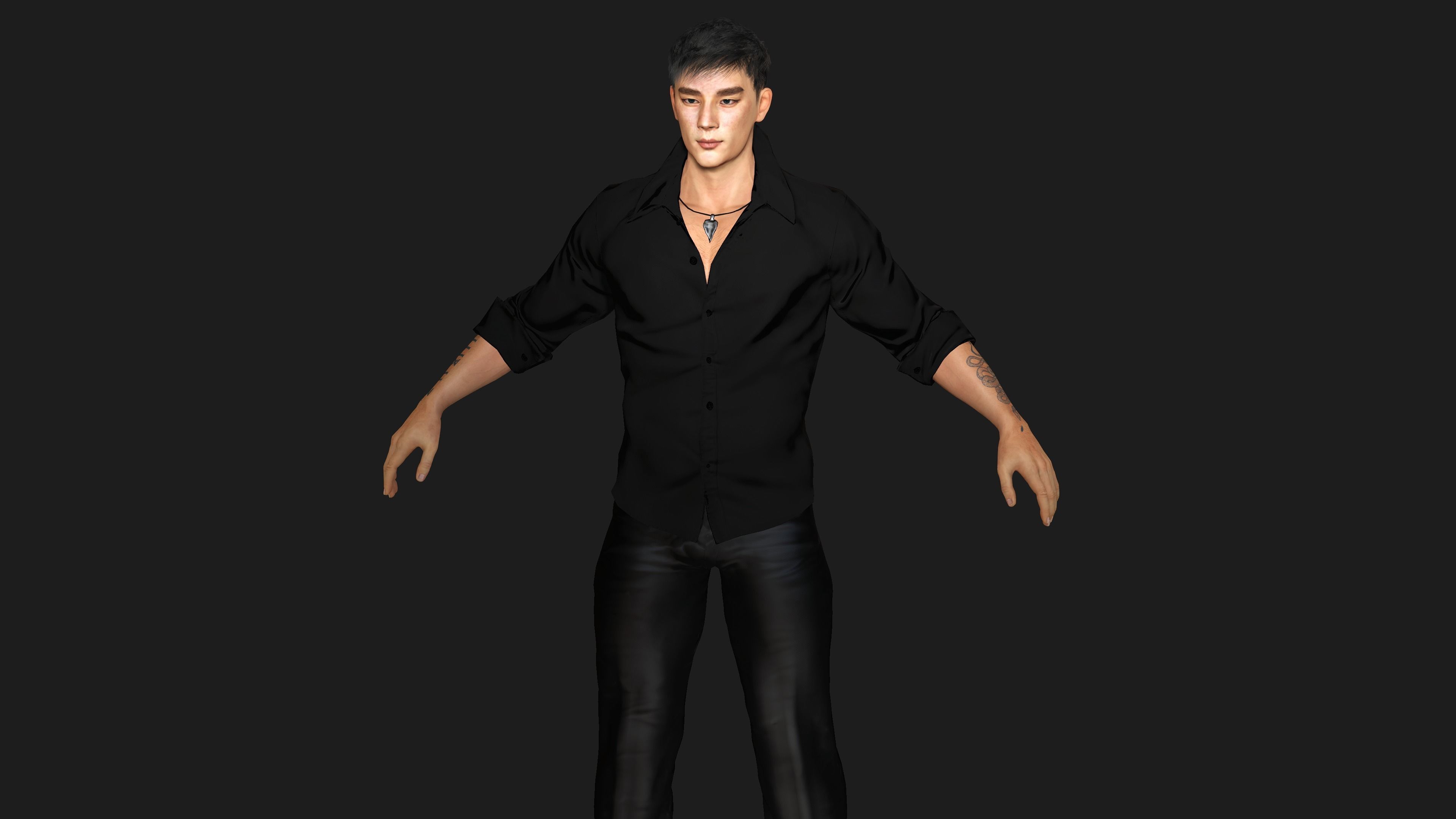 AAA 3D REALISTIC ASIAN MALE CHARACTER - BUSINESSMAN ASIAN Low-poly 3D model_2