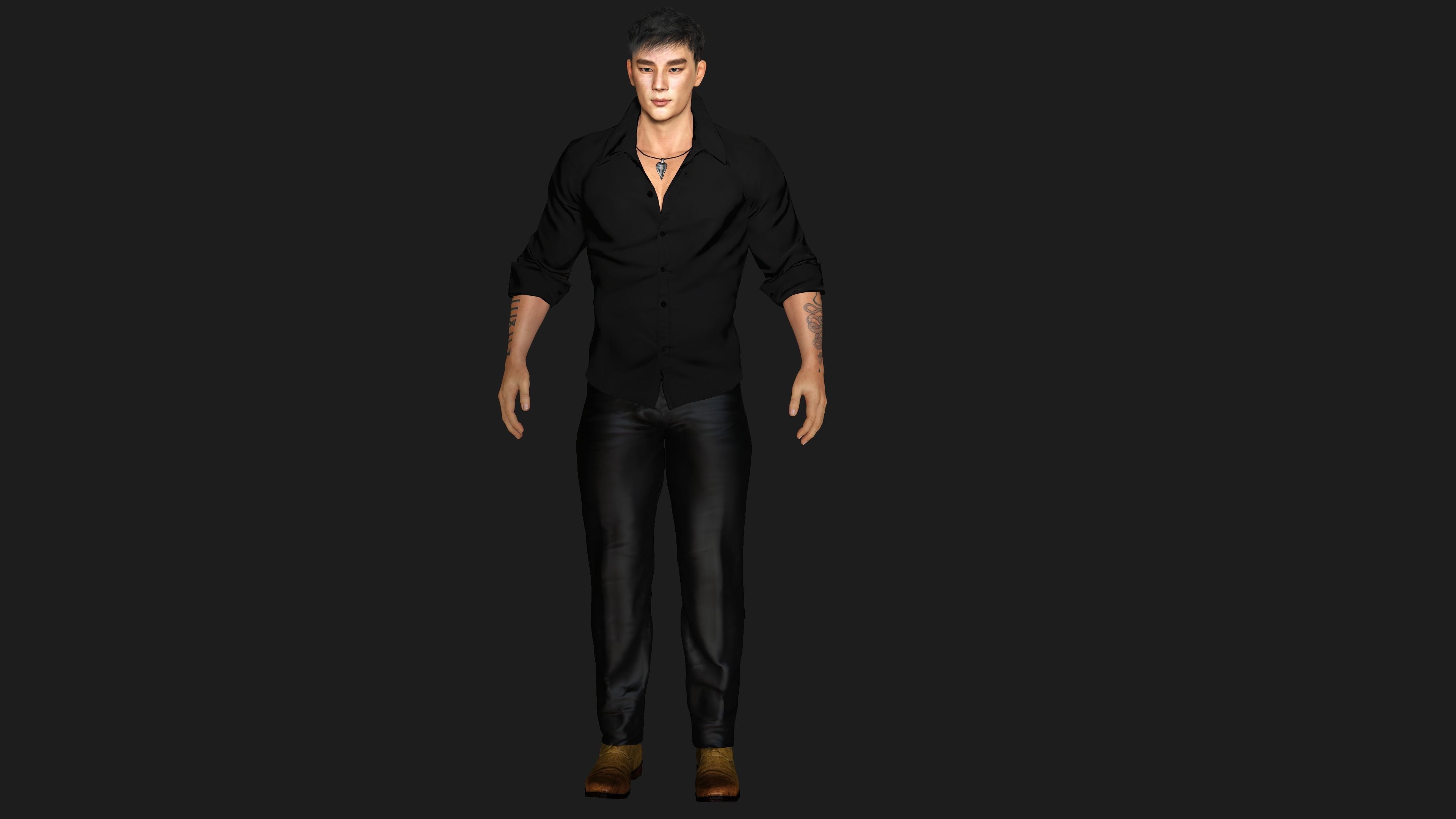 AAA 3D REALISTIC ASIAN MALE CHARACTER - BUSINESSMAN ASIAN Low-poly 3D model_9