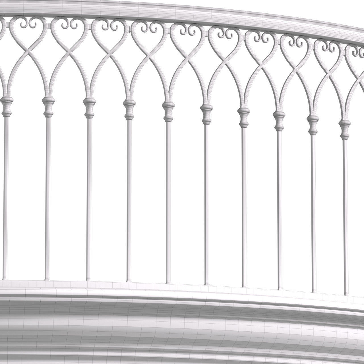 East Round balcony Forged Fence 3D model_3