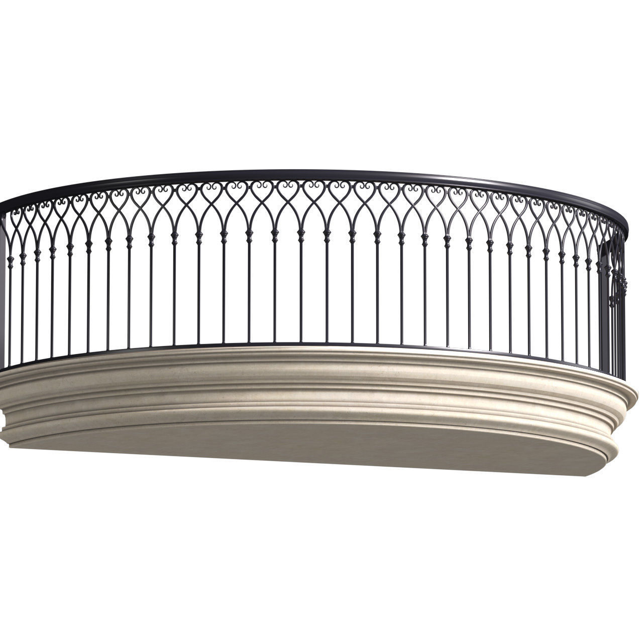 East Round balcony Forged Fence 3D model_1