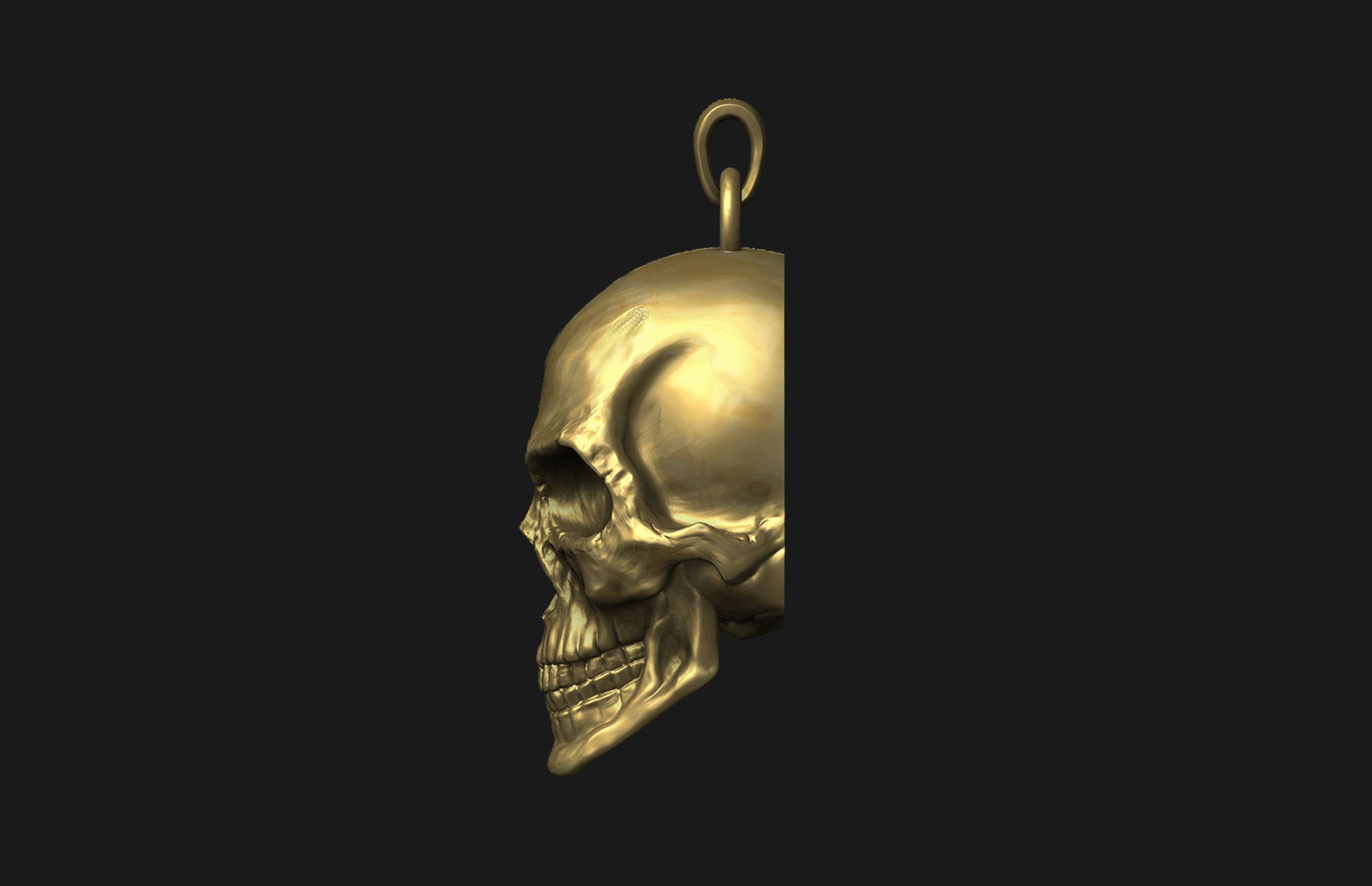 Pendant Skull back cut version 3D print model_6