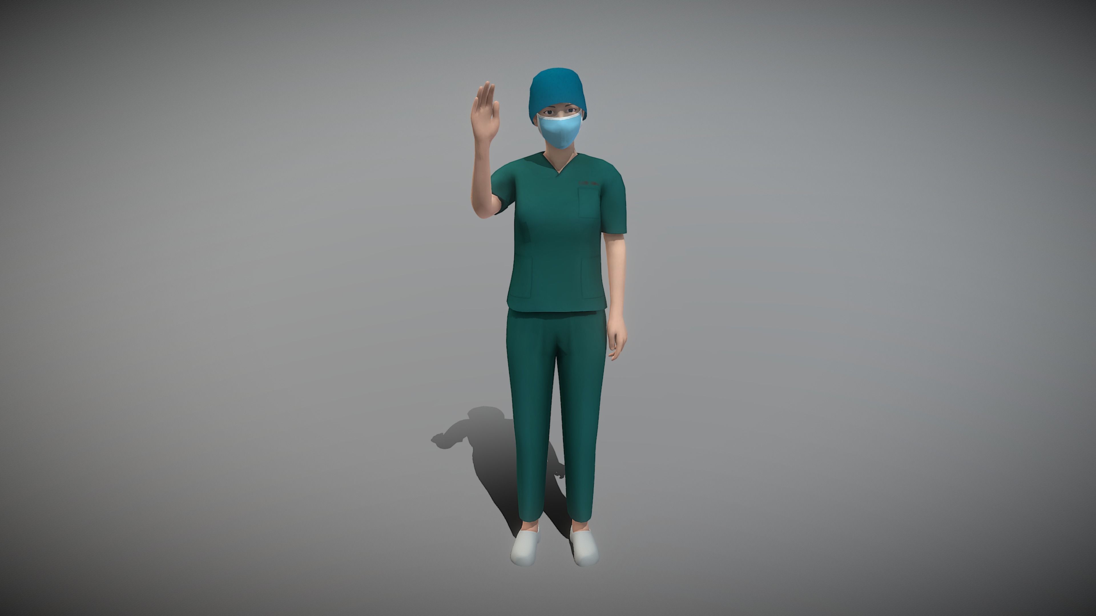 Operating Room Female Doctor Low-poly 3D model_11