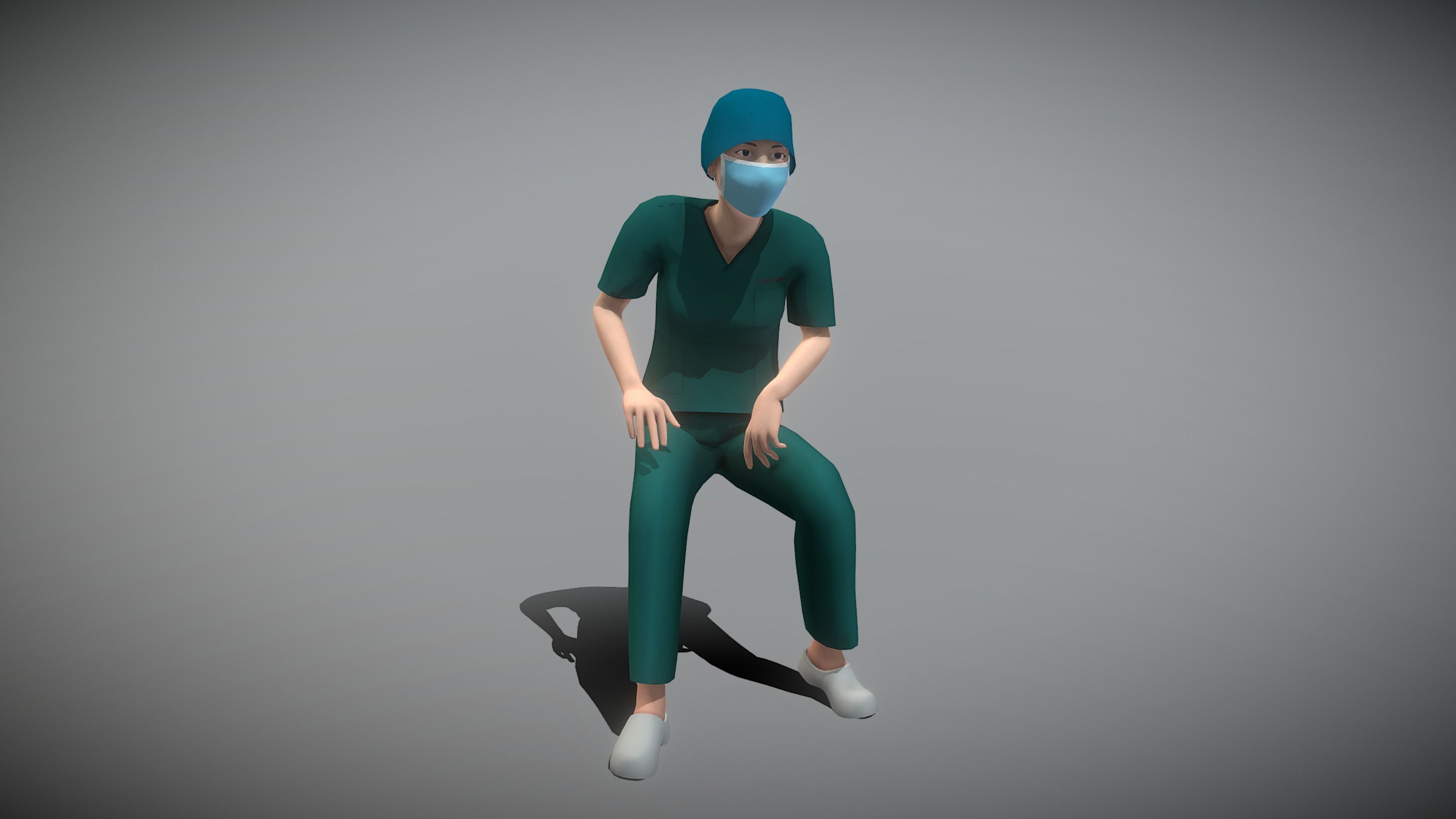 Operating Room Female Doctor Low-poly 3D model_6