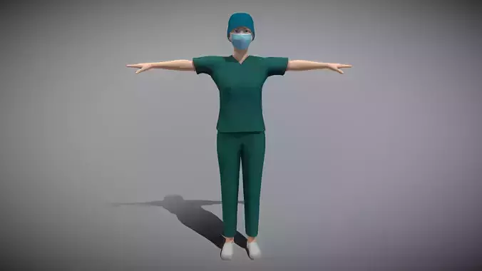 Operating Room Female Doctor Low-poly 3D model