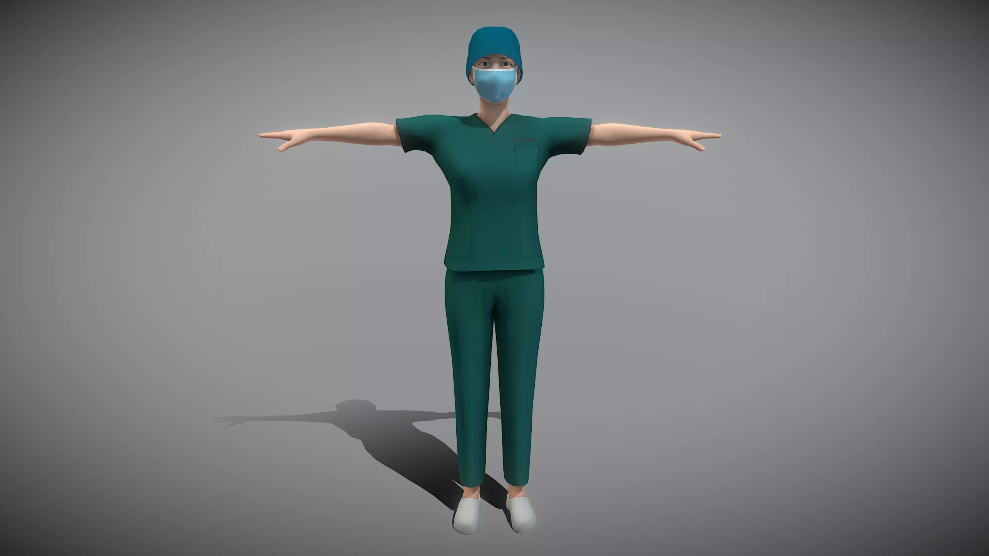 Operating Room Female Doctor Low-poly 3D model_0