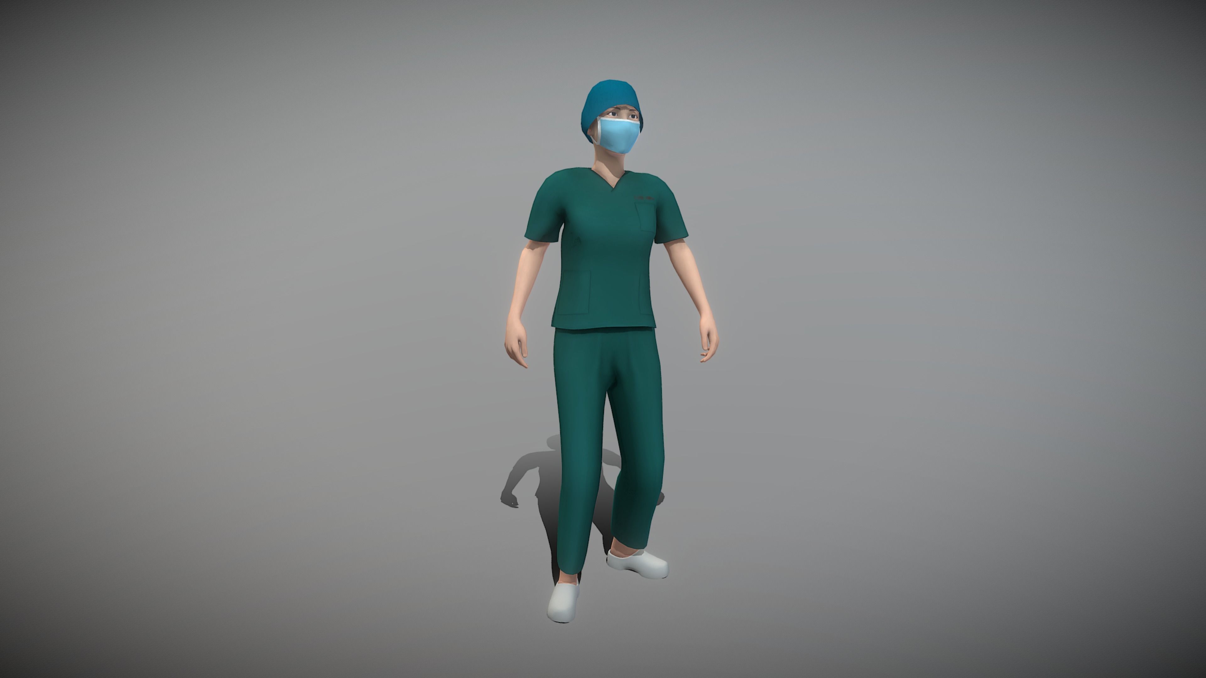 Operating Room Female Doctor Low-poly 3D model_2