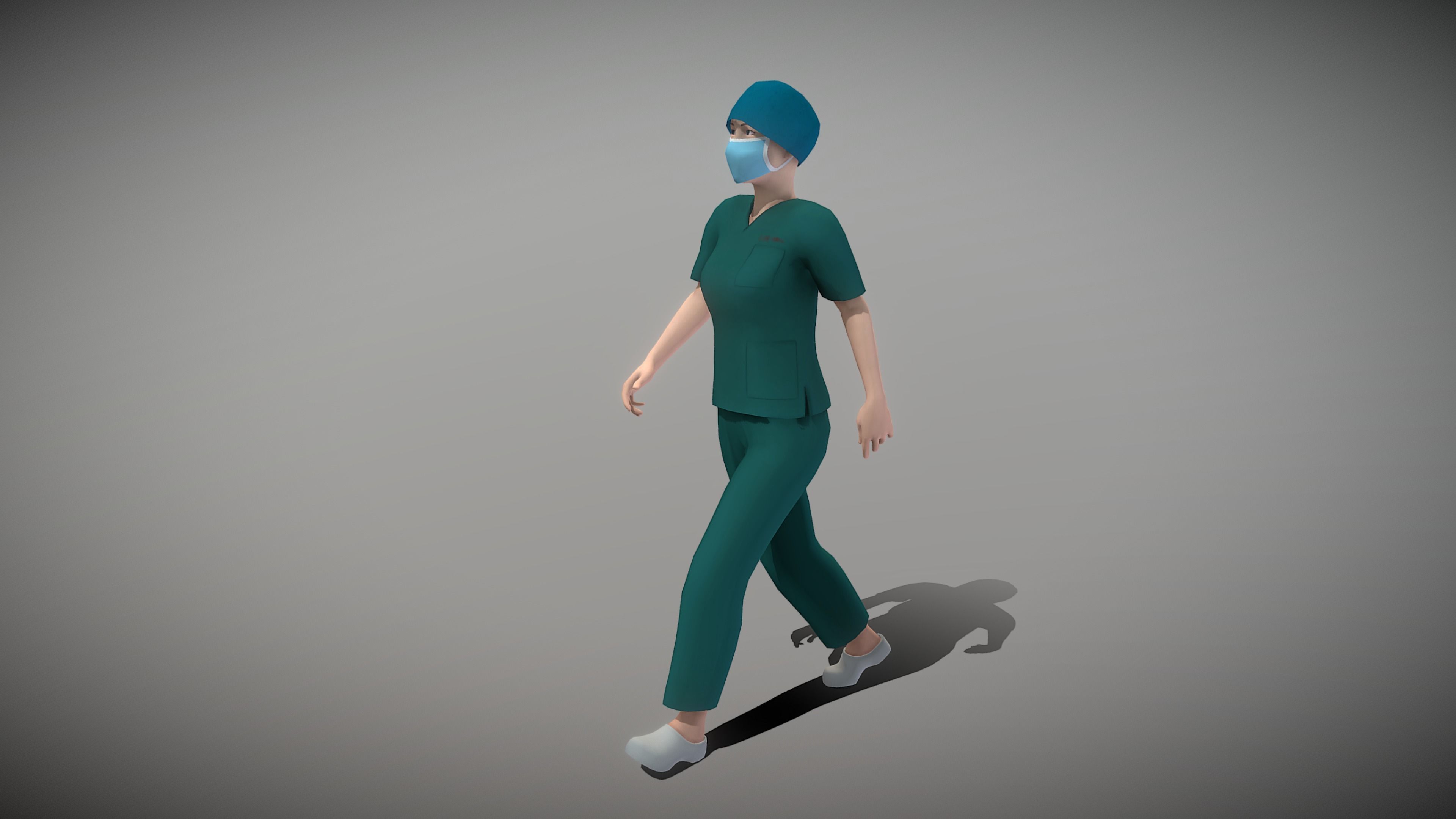 Operating Room Female Doctor Low-poly 3D model_10