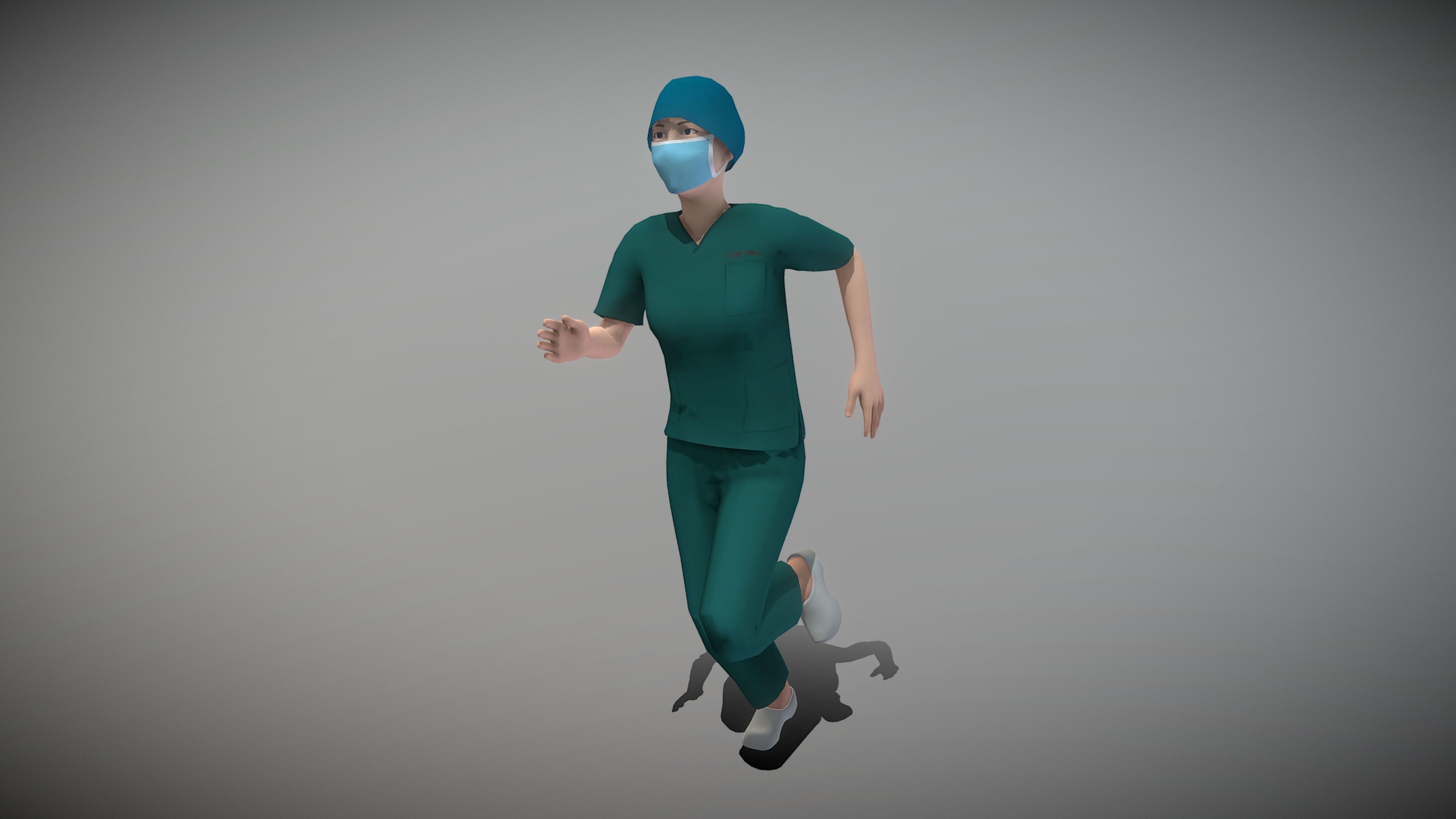 Operating Room Female Doctor Low-poly 3D model_4