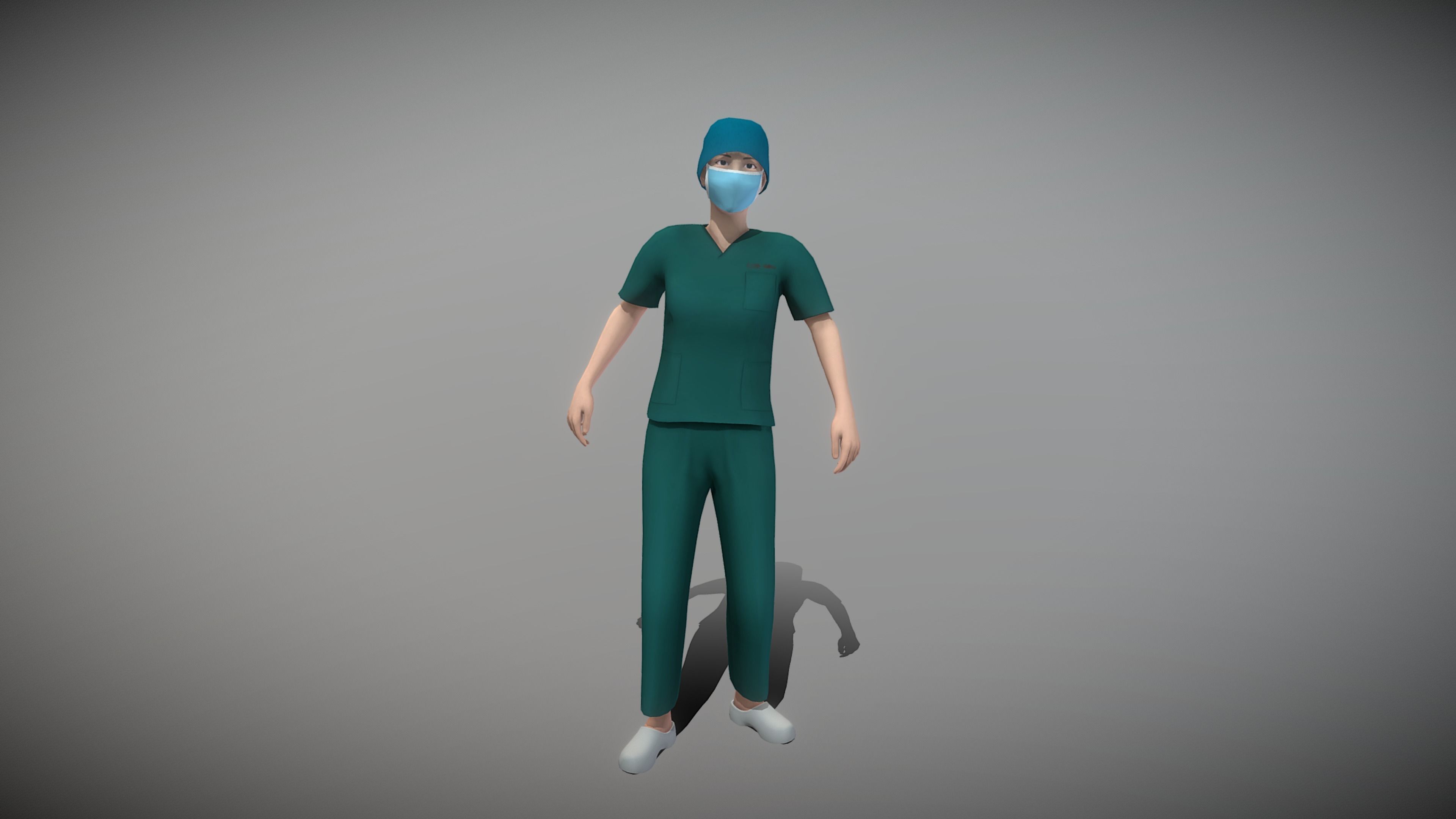 Operating Room Female Doctor Low-poly 3D model_3