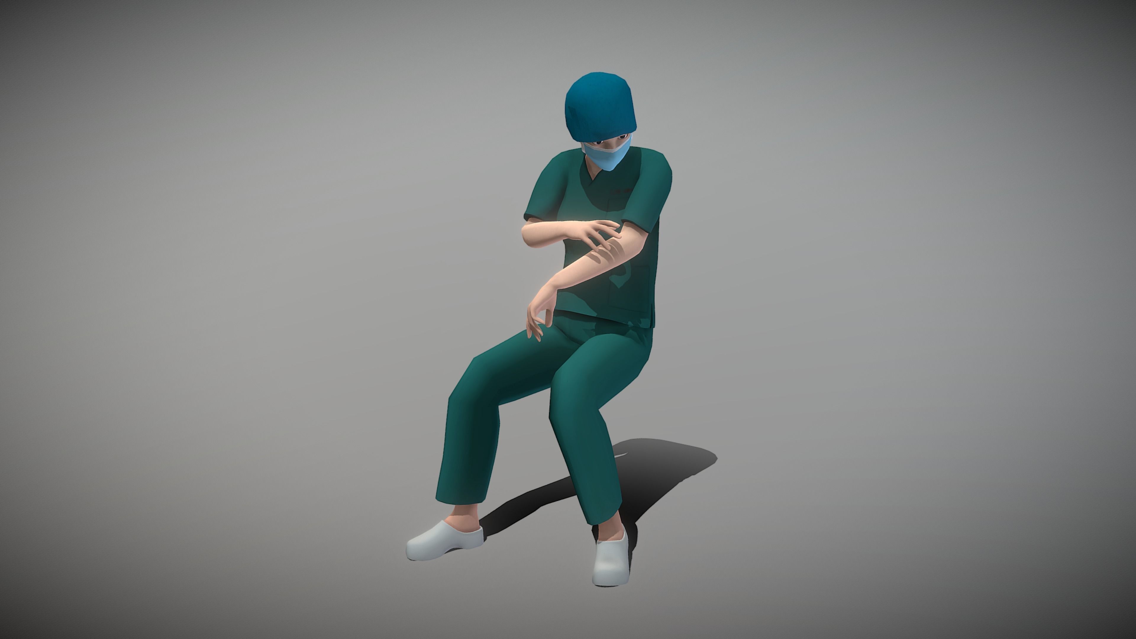Operating Room Female Doctor Low-poly 3D model_5