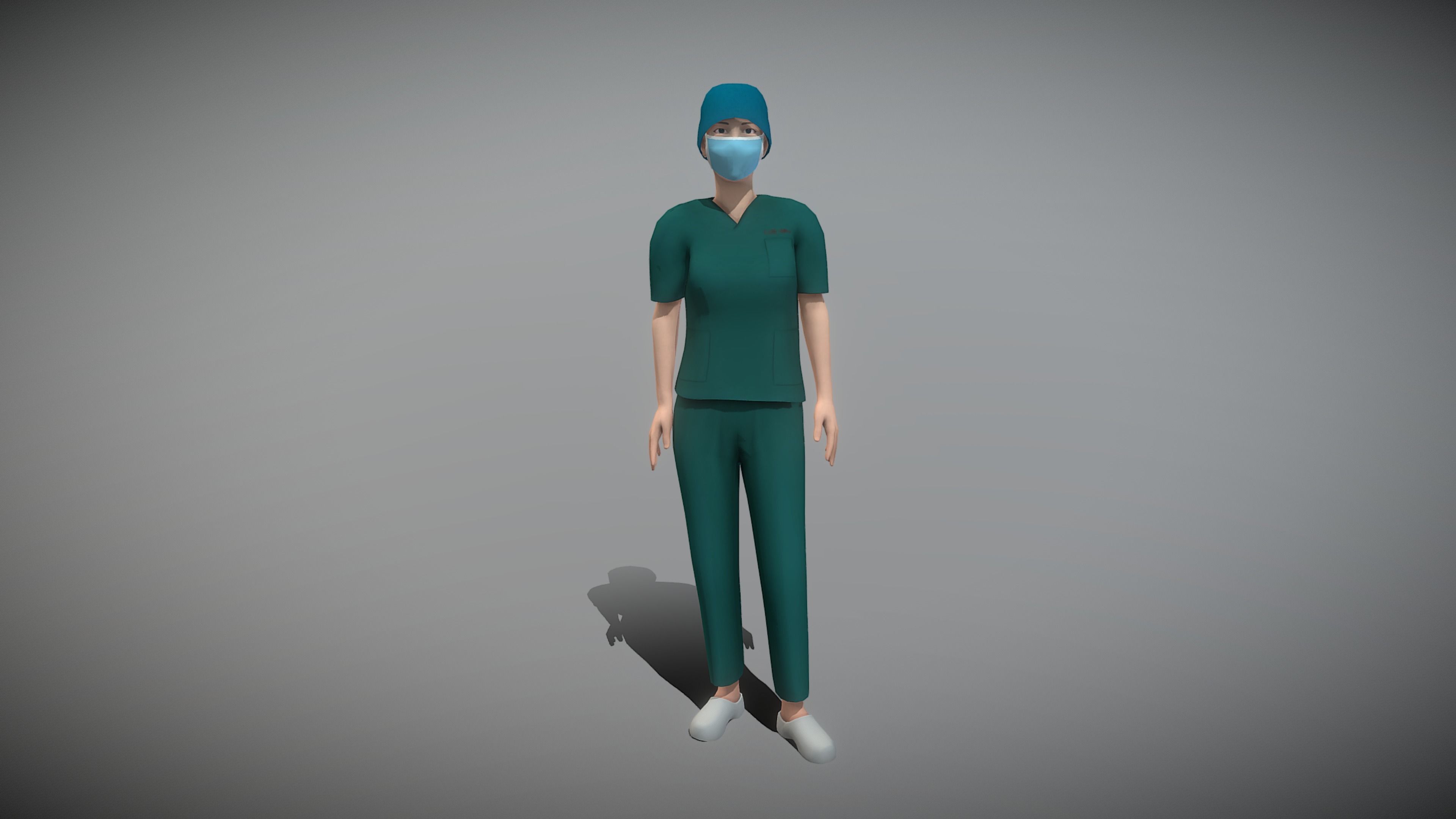Operating Room Female Doctor Low-poly 3D model_7