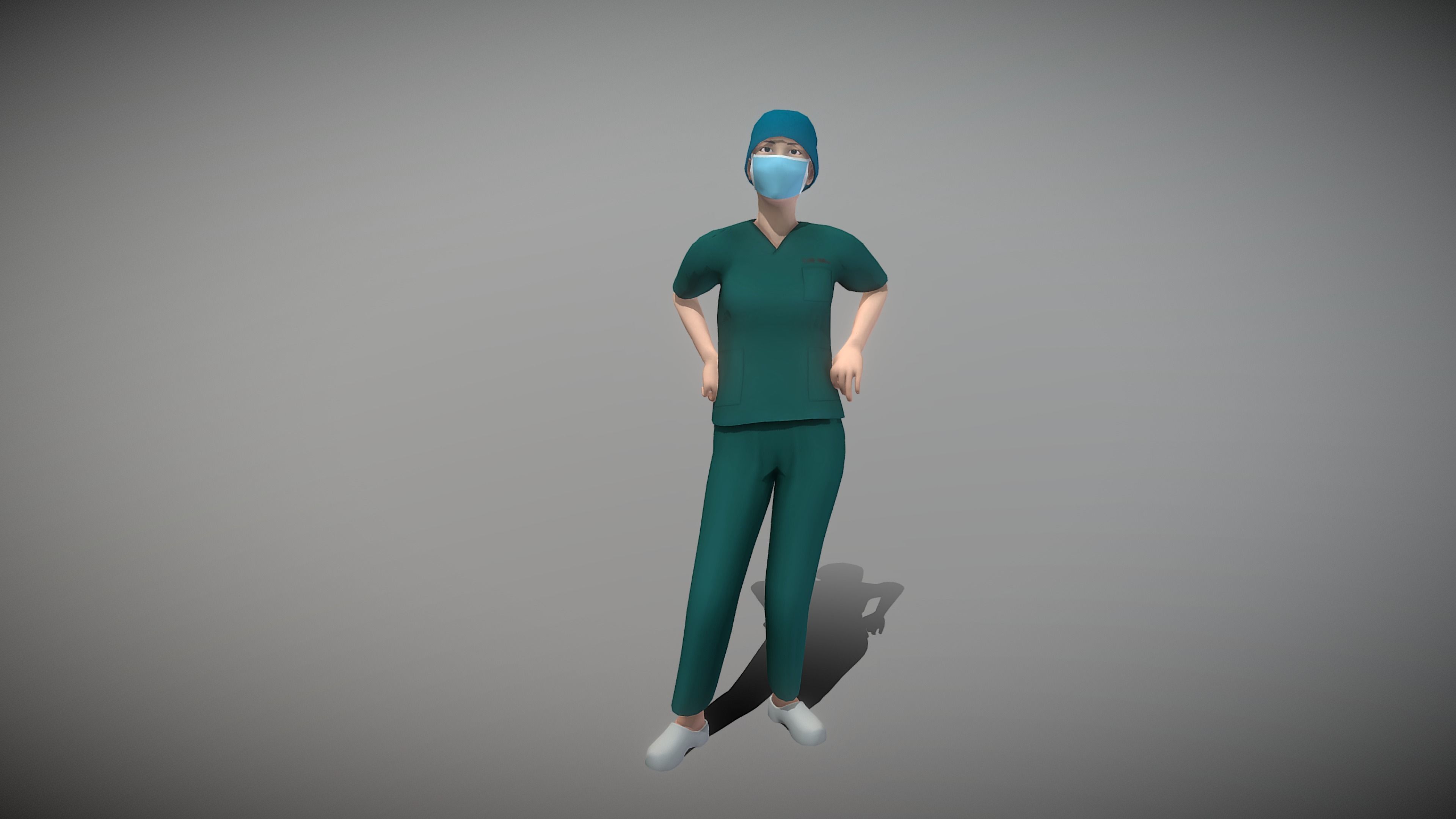 Operating Room Female Doctor Low-poly 3D model_9
