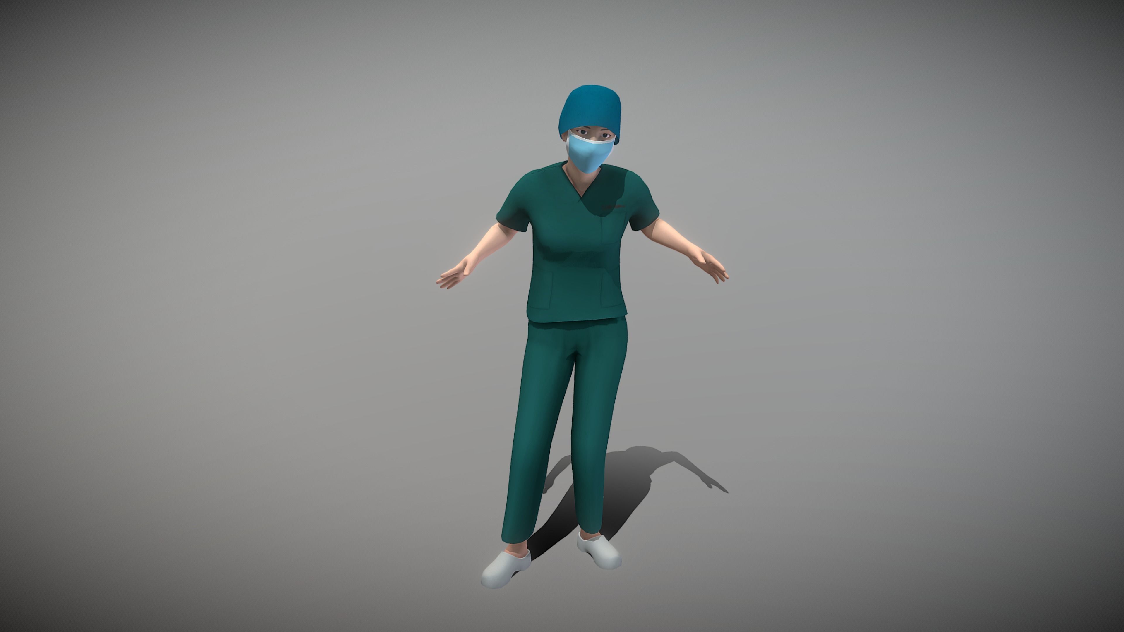 Operating Room Female Doctor Low-poly 3D model_8