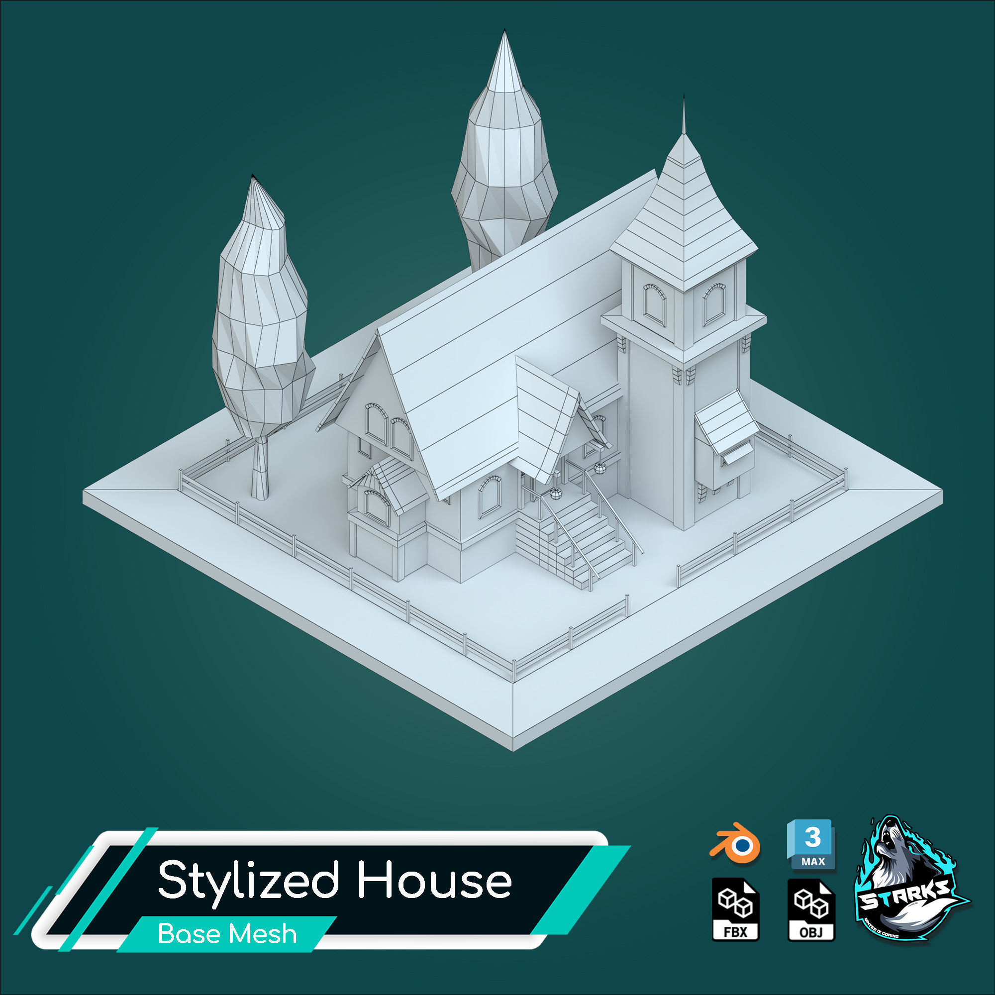 Basemesh Old House Free low-poly 3D model_2