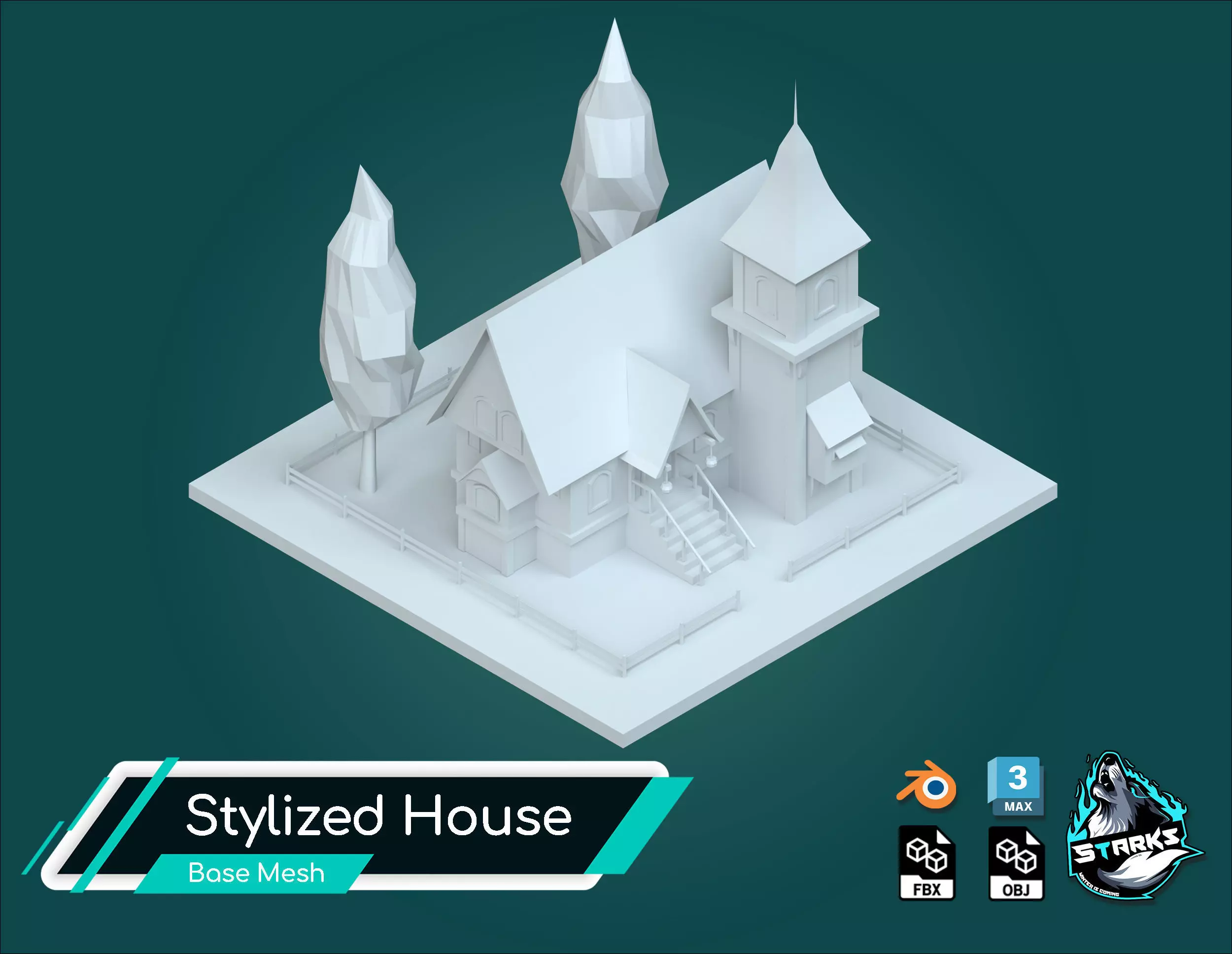 Basemesh Old House Free low-poly 3D model_0