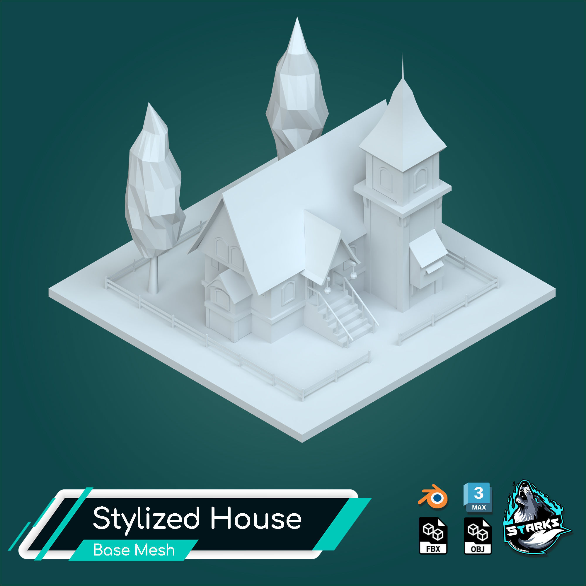 Basemesh Old House Free low-poly 3D model_1