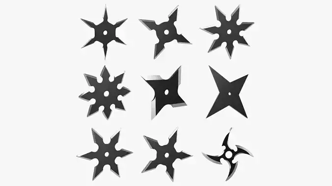 Throwing Weapons Shuriken 3D Model Collection