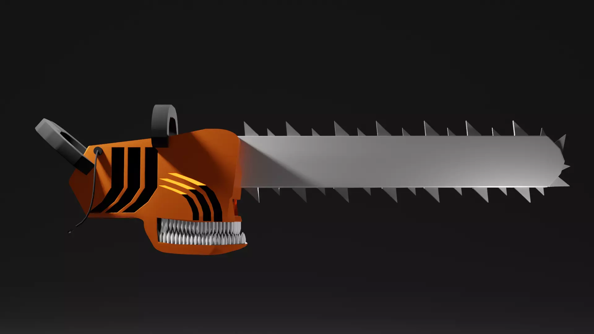 Chainsaw with skull 3D model_0