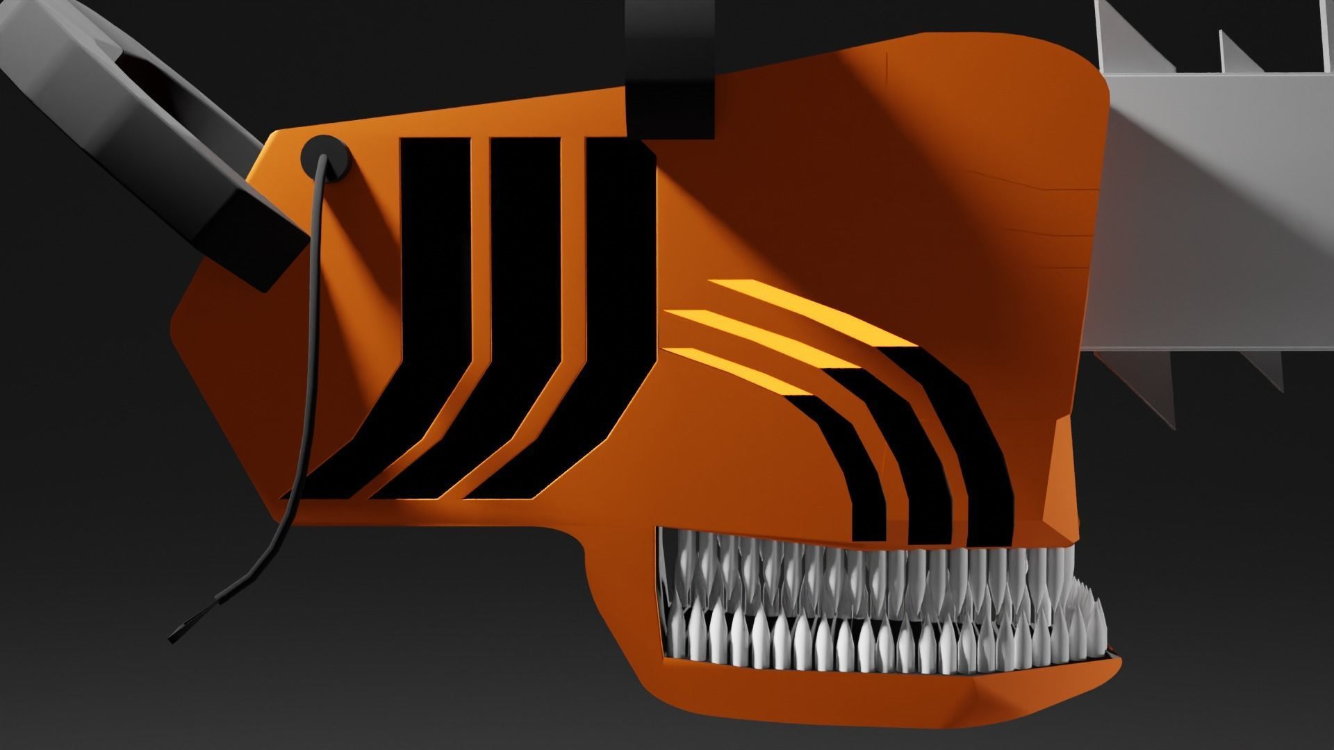 Chainsaw with skull 3D model_2