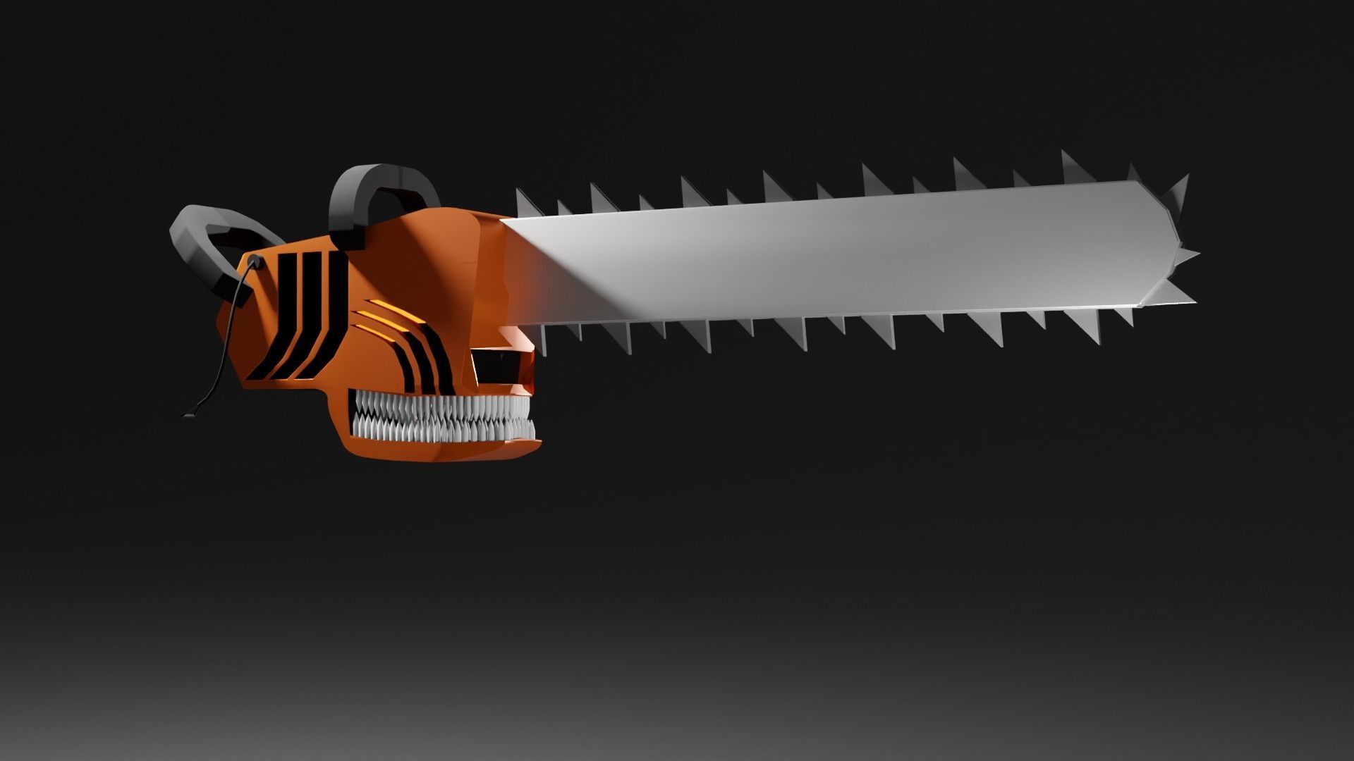 Chainsaw with skull 3D model_1