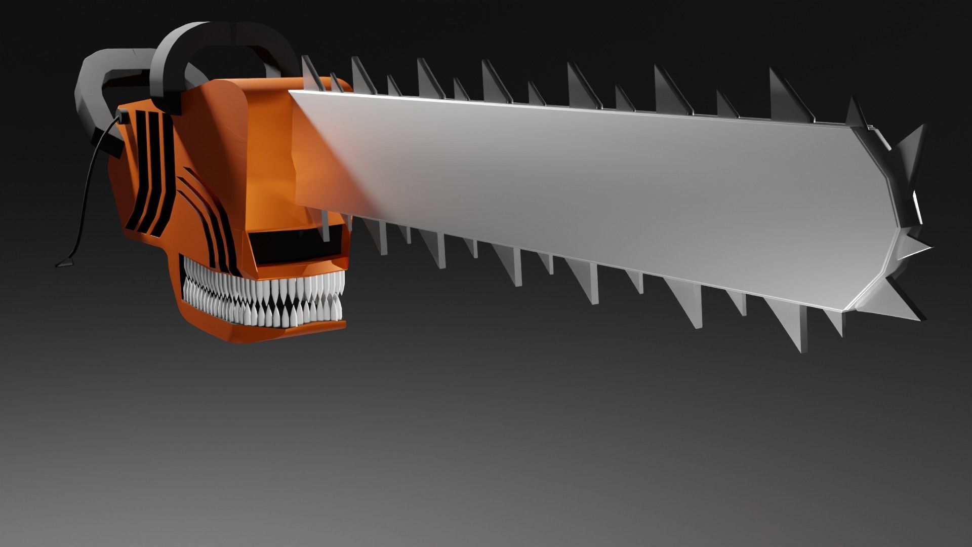 Chainsaw with skull 3D model_6