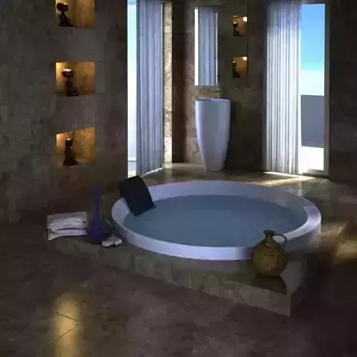 Spa With Jacuzzi And Marble Interior 3D model