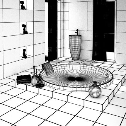 Spa With Jacuzzi And Marble Interior 3D model_1
