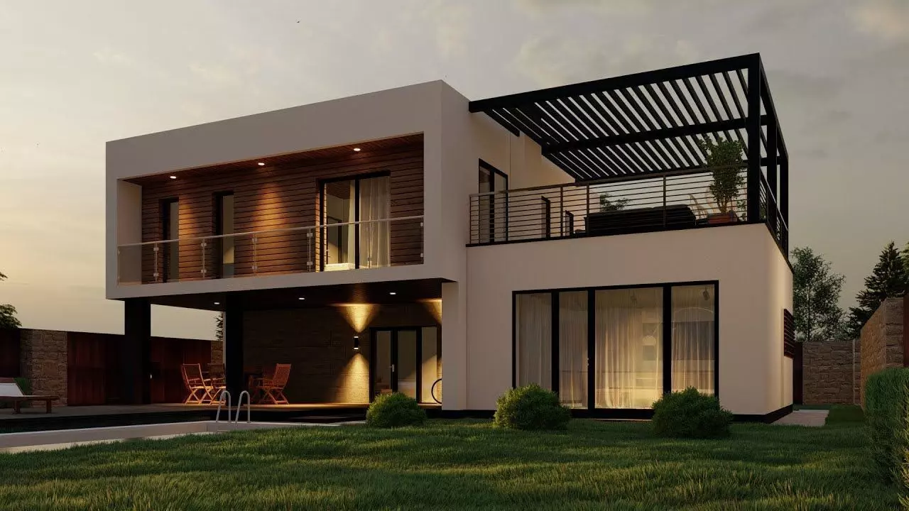 modern Residential house 3D model_0