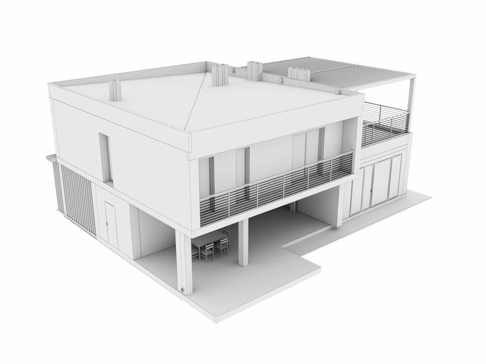 modern Residential house 3D model_4