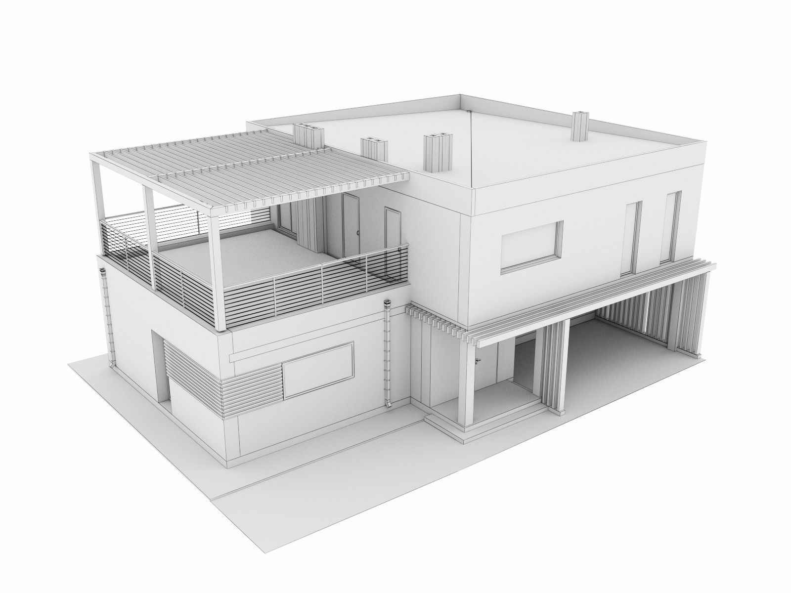 modern Residential house 3D model_5