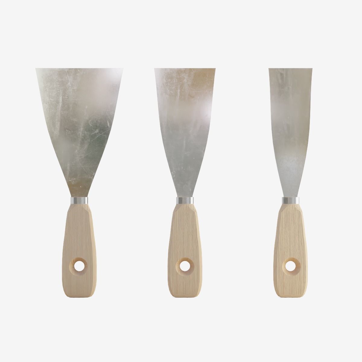 Wooden Spatula for Putty Low-poly 3D model_2