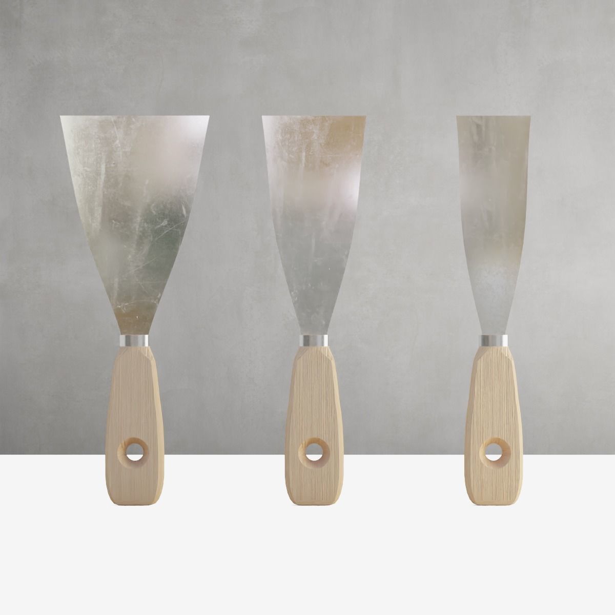 Wooden Spatula for Putty Low-poly 3D model_4