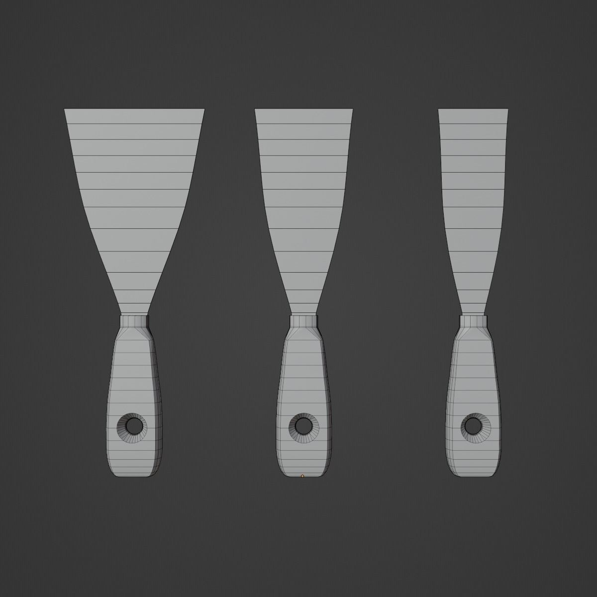 Wooden Spatula for Putty Low-poly 3D model_7