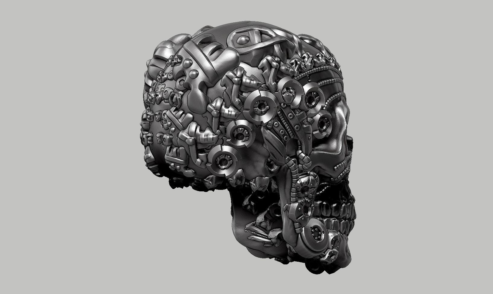 skull robot head a48 3D print model_4