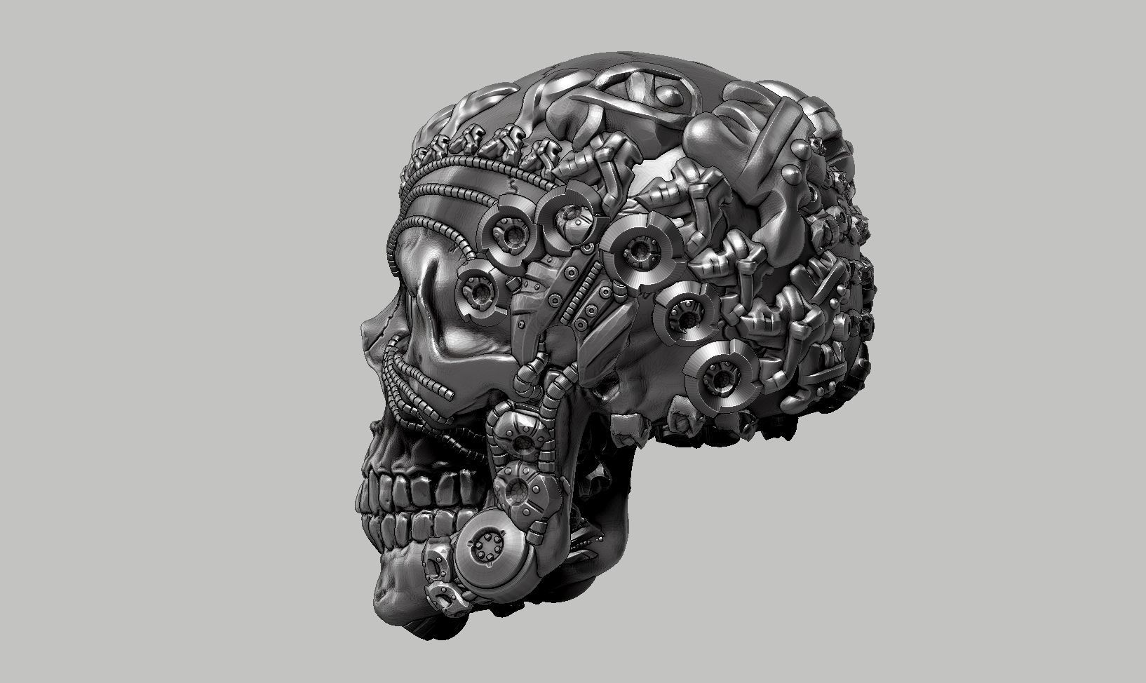 skull robot head a48 3D print model_8
