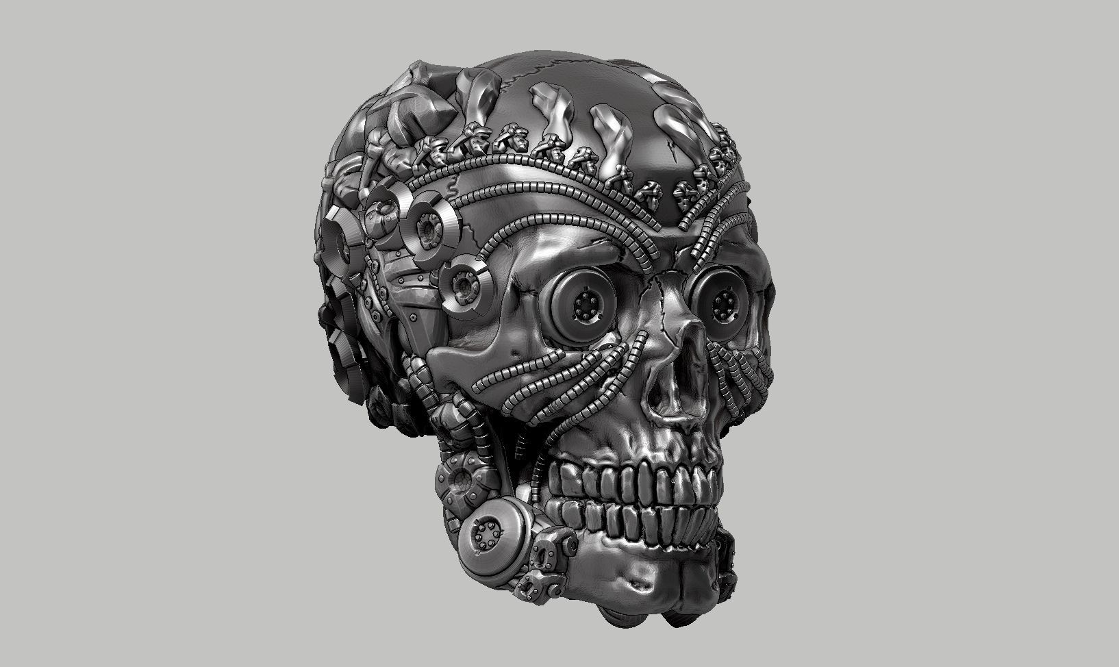 skull robot head a48 3D print model_1