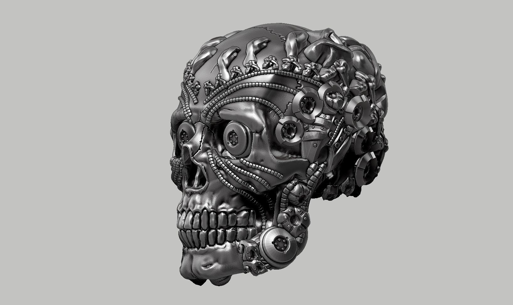 skull robot head a48 3D print model_10