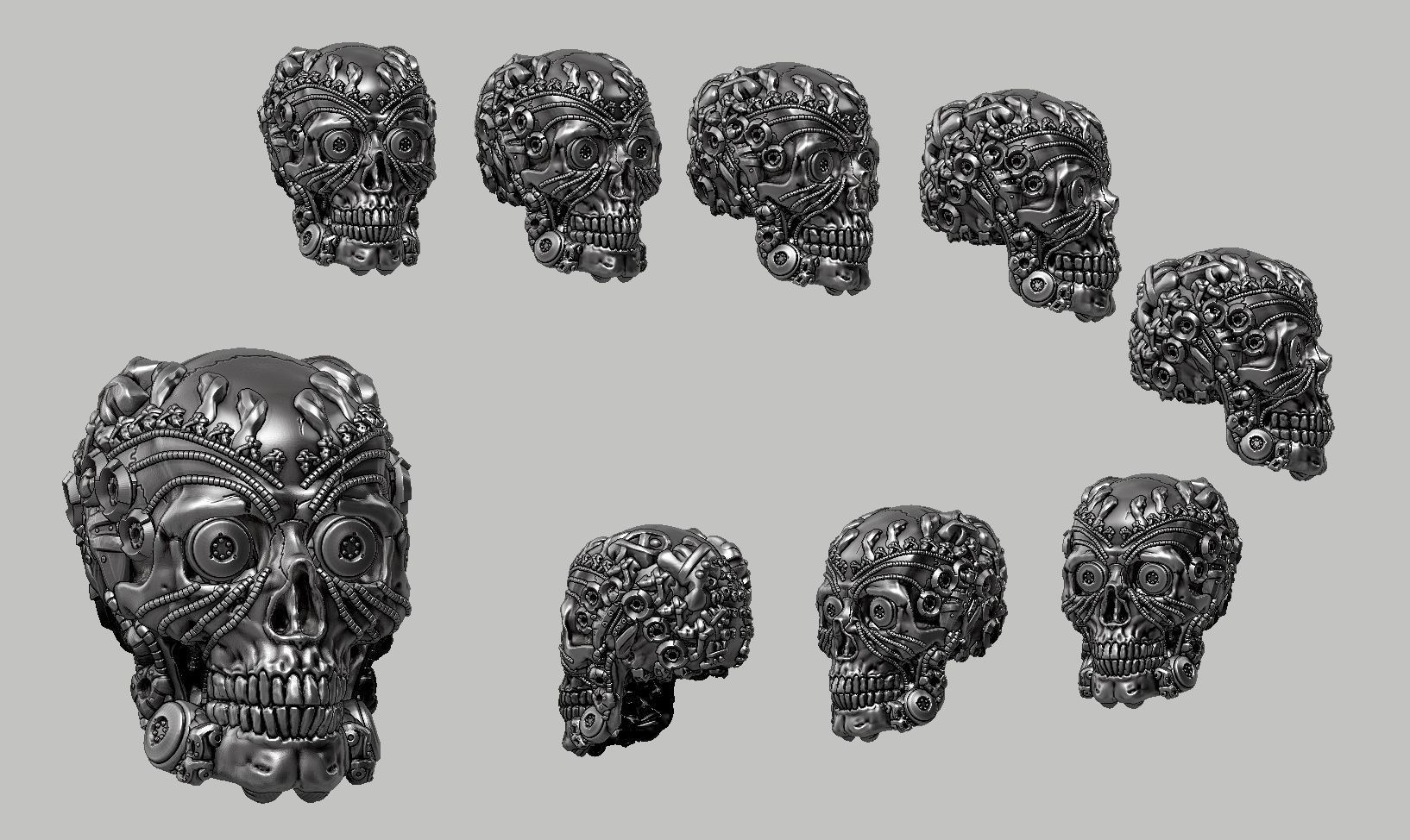 skull robot head a48 3D print model_13