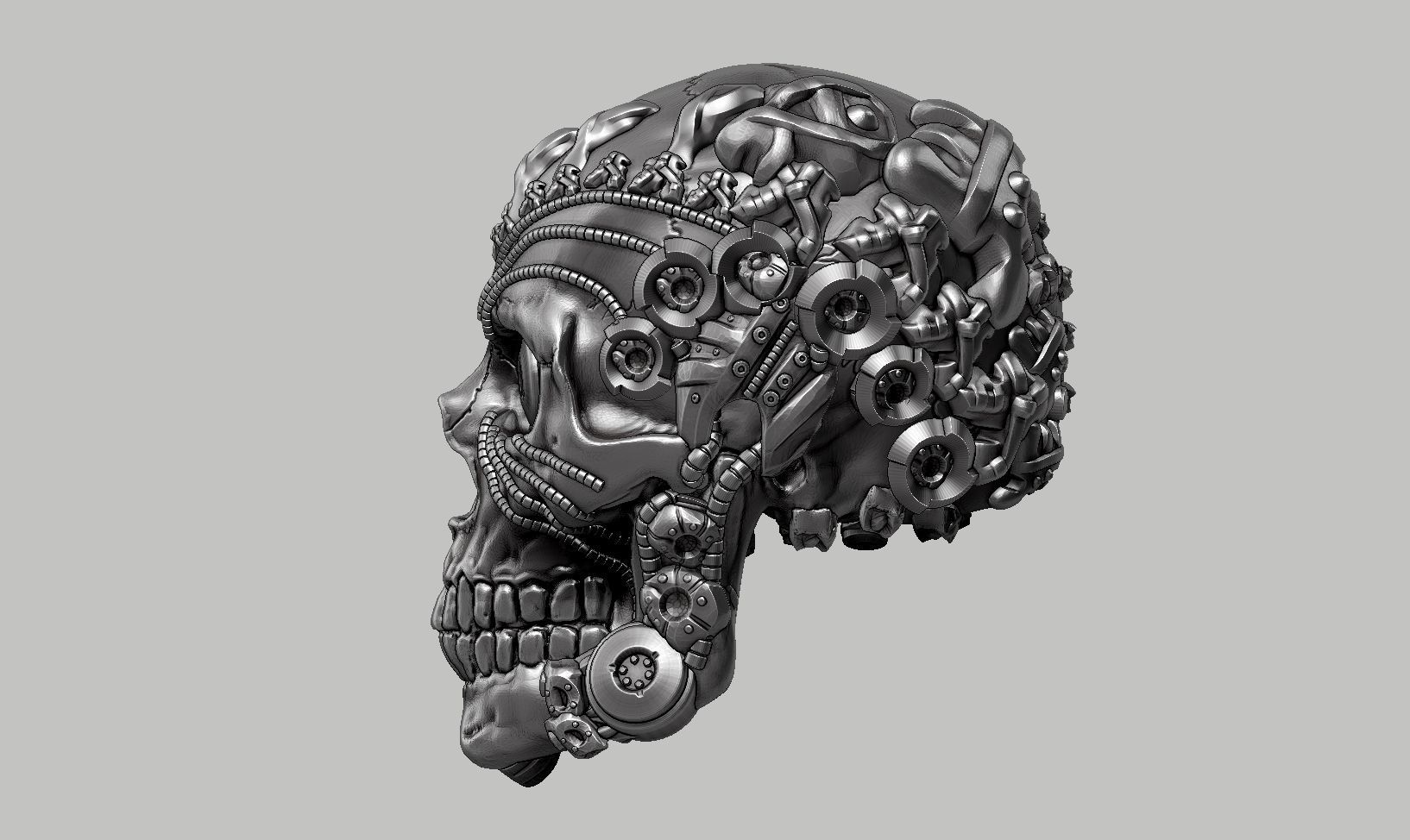 skull robot head a48 3D print model_9