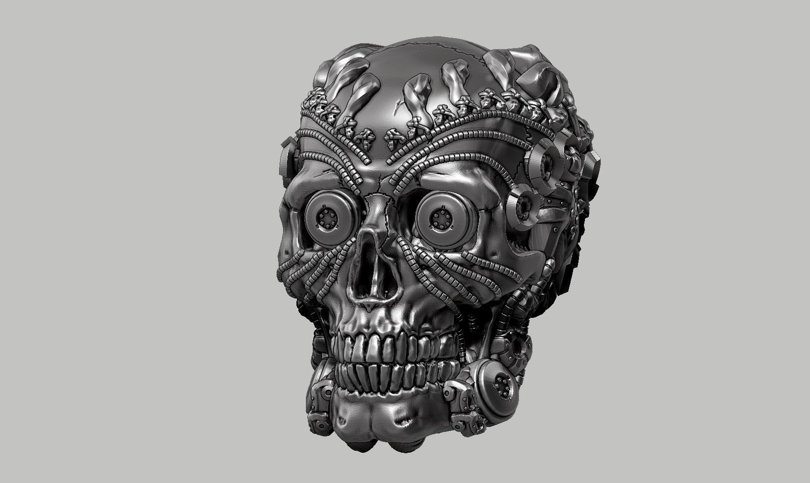skull robot head a48 3D print model_11