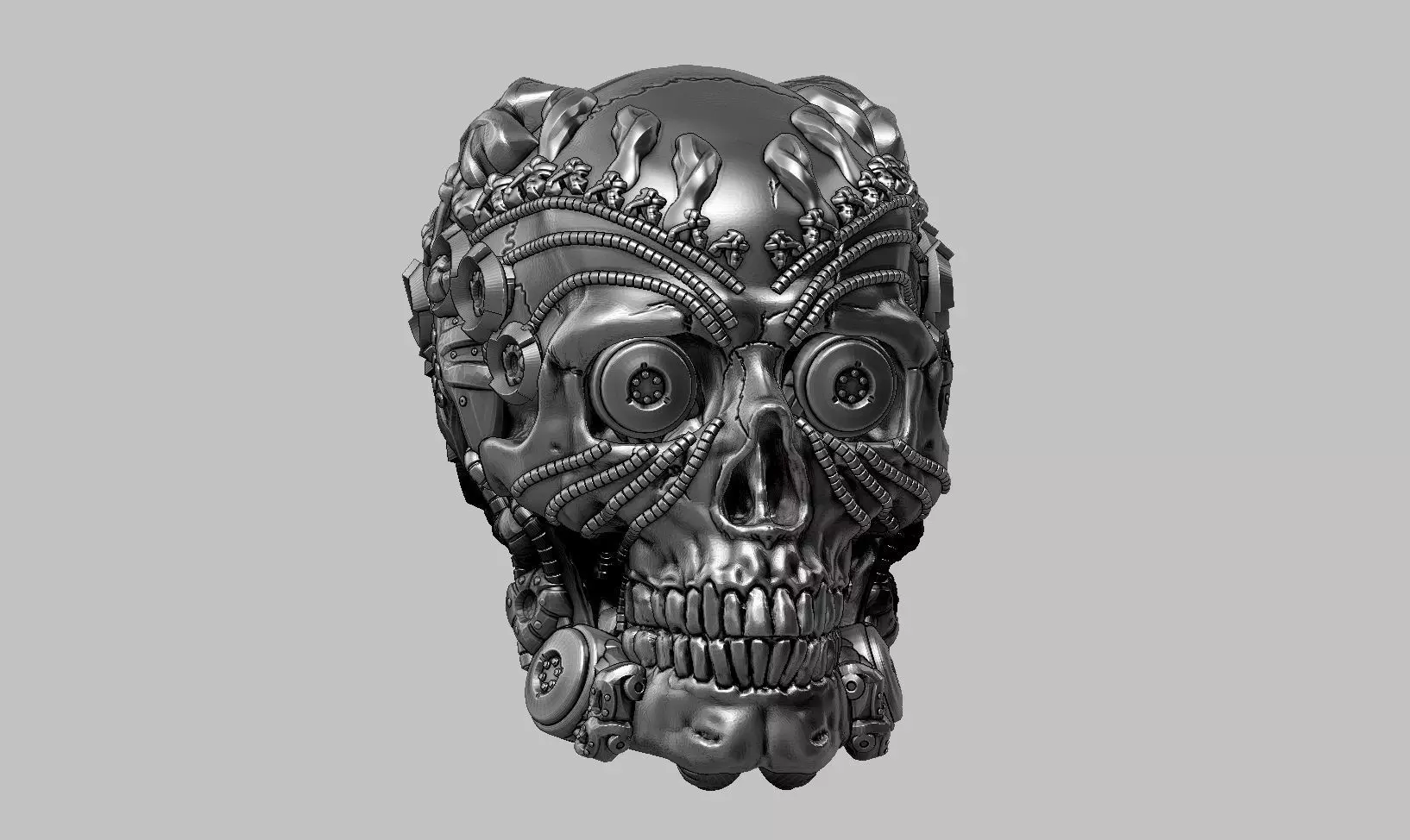 skull robot head a48 3D print model_0