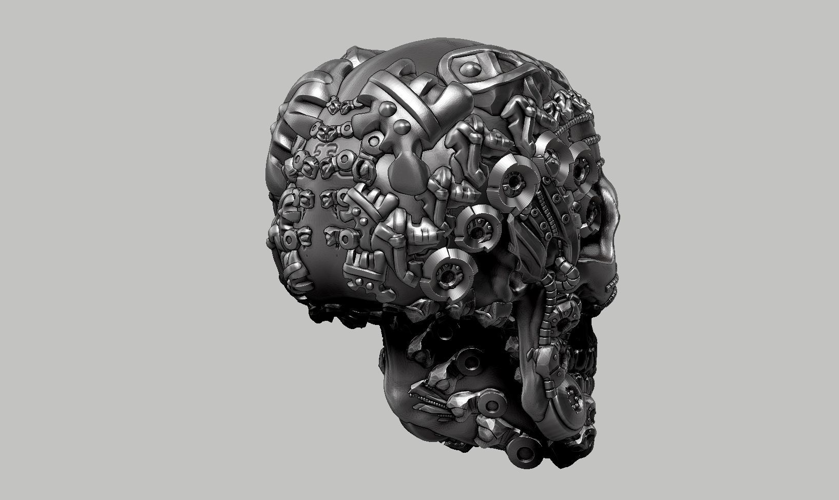 skull robot head a48 3D print model_5