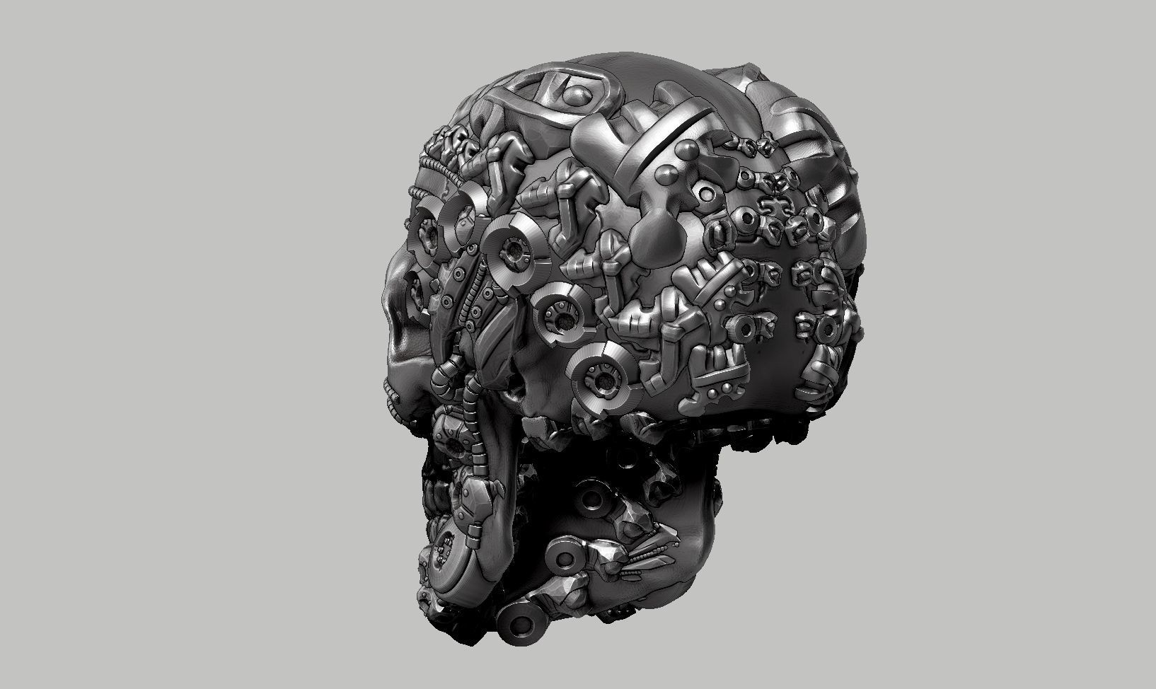 skull robot head a48 3D print model_7